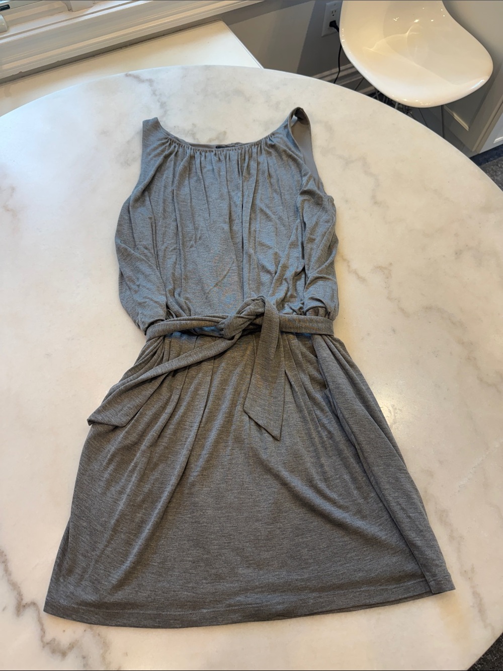 BCBGMaxAzria Gray Sleeveless Belted Mini Dress